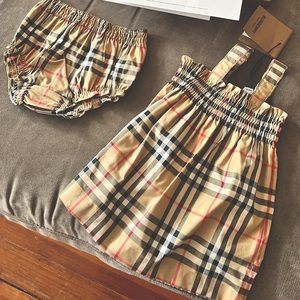 Official Burberry Vintage Infant Check Stretch Cotton Dress with Bloomers